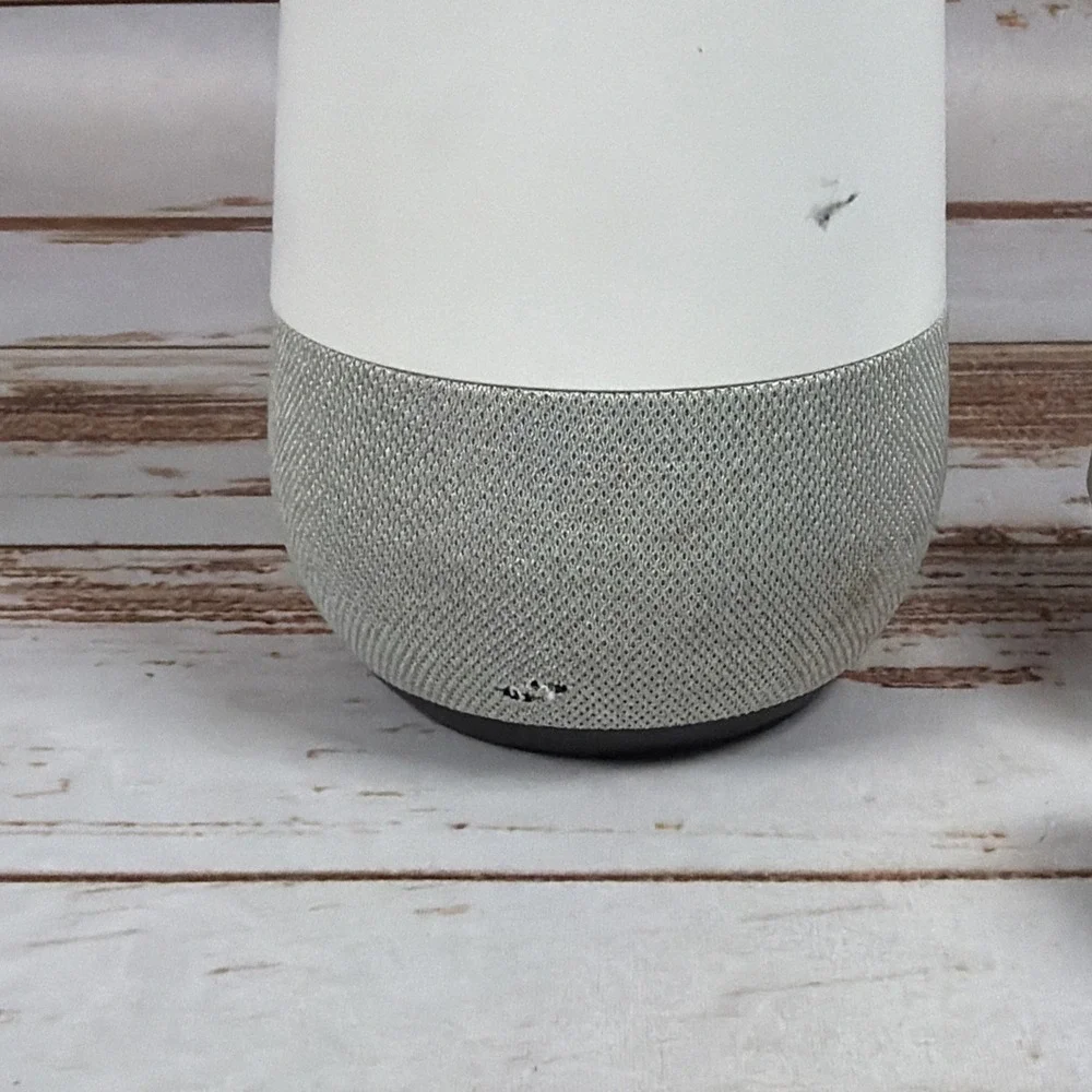 Google Home Smart Speaker White Slate Fabric Base GA3A00417A14 w/ Power Supply